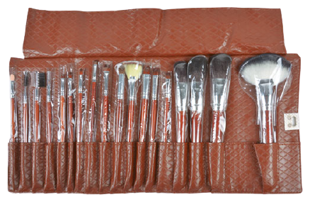 Cleissy Brown Brushes Leather Case Set 18 stuks