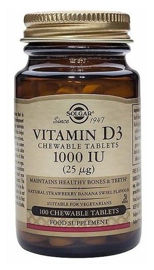 Solgar Vitamine D3 1000 IE Kauwtabletten 100 tabletten