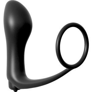 Vibrerende anale plug zwarte penisring Vibrerende anale plug zwarte penisring