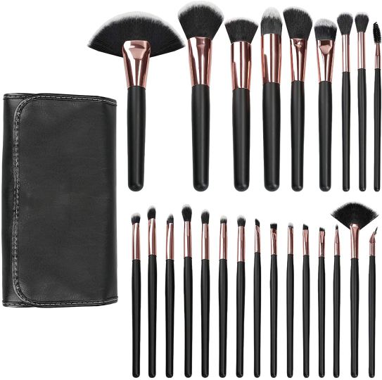 Zwarte make-up kwasten set 24 stuks